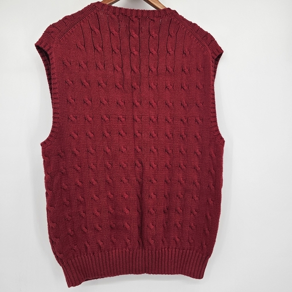 Polo Ralph Lauren Pima Cotton Red Cable Knit Pullover VNeck Sweater Vest Mens XL - Picture 2 of 6